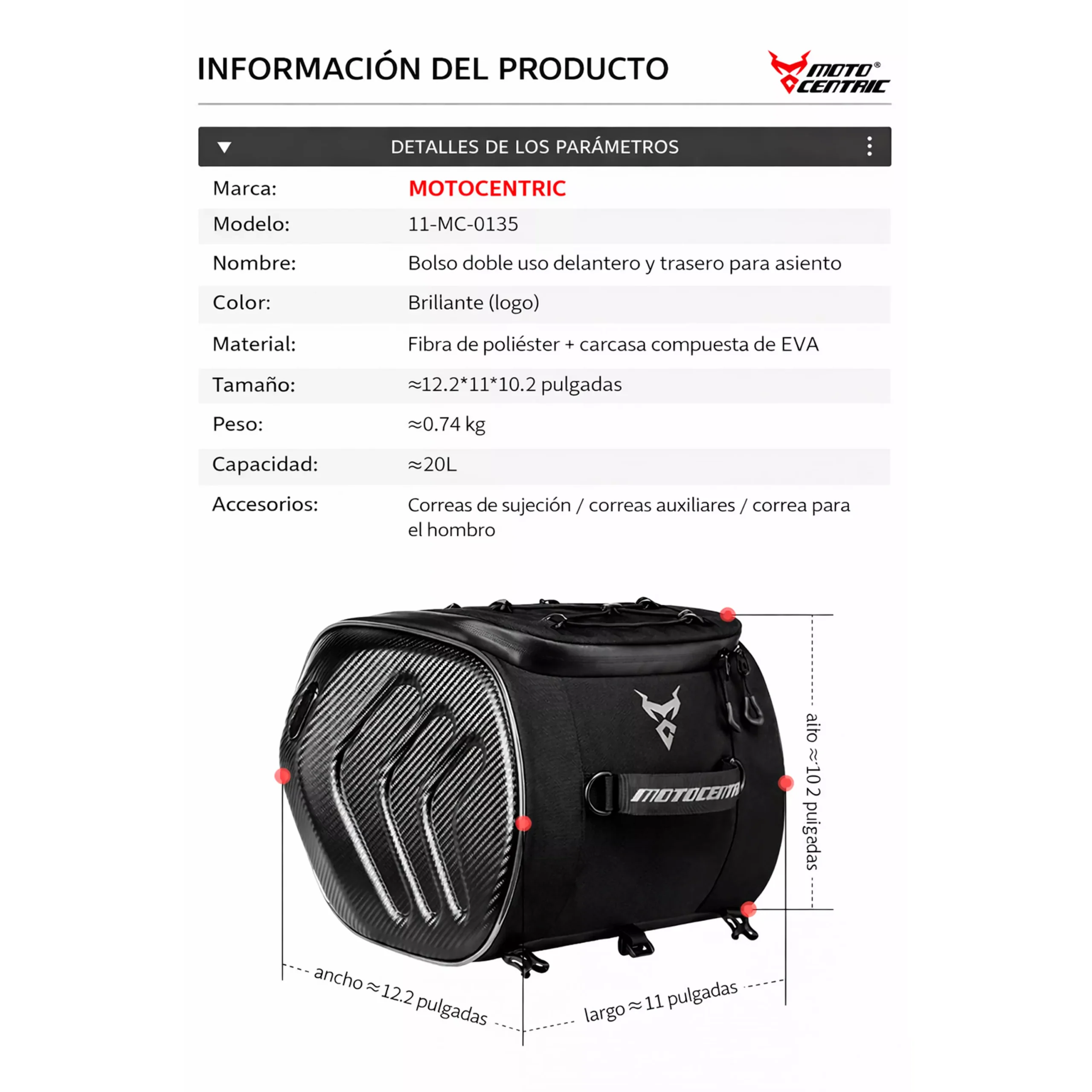 Bolso Doble Uso Delantero y Trasero Motocentric -0135 - Imagen 15