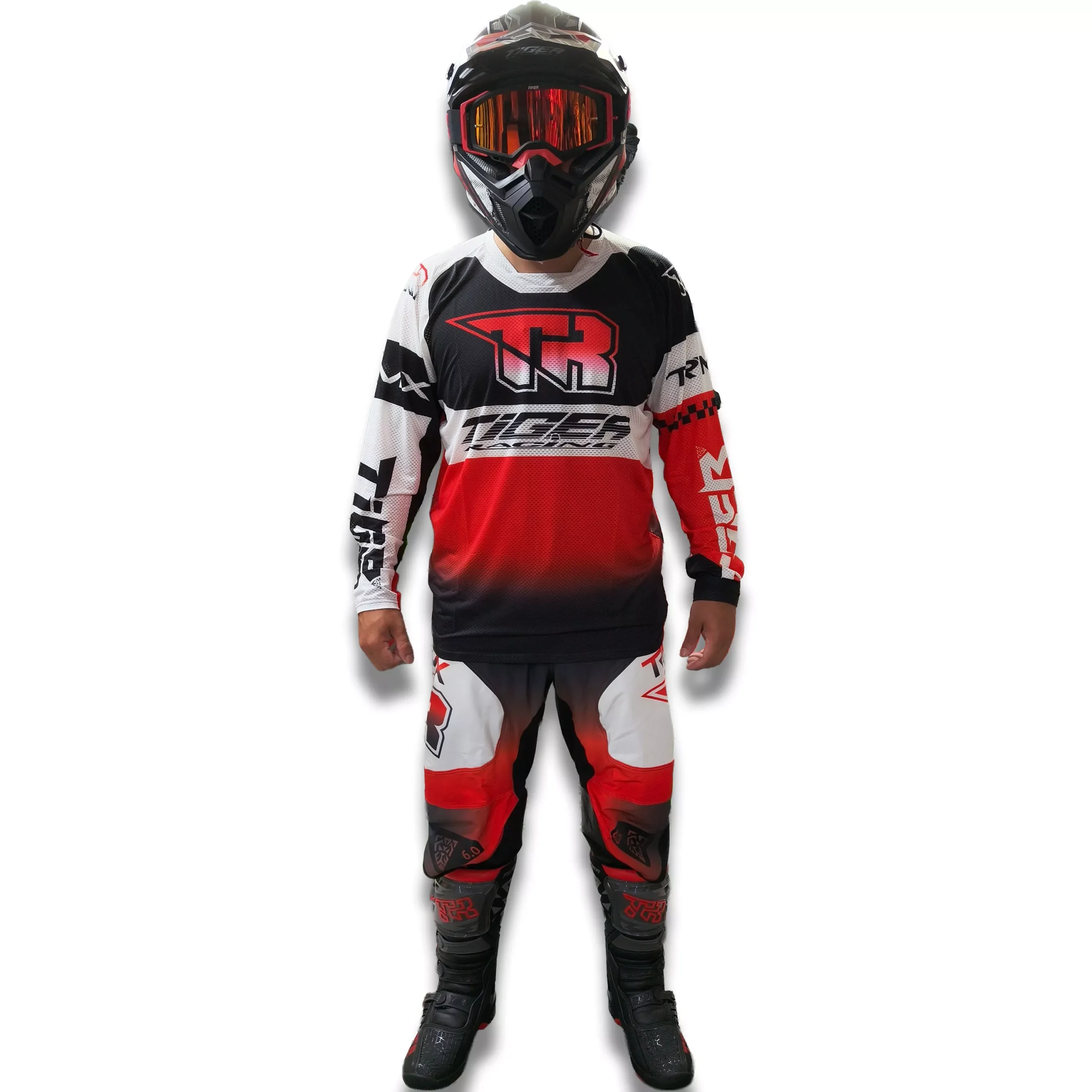 Conjunto Motocross Tiger Racing - Rojo/Blanco/Negro
