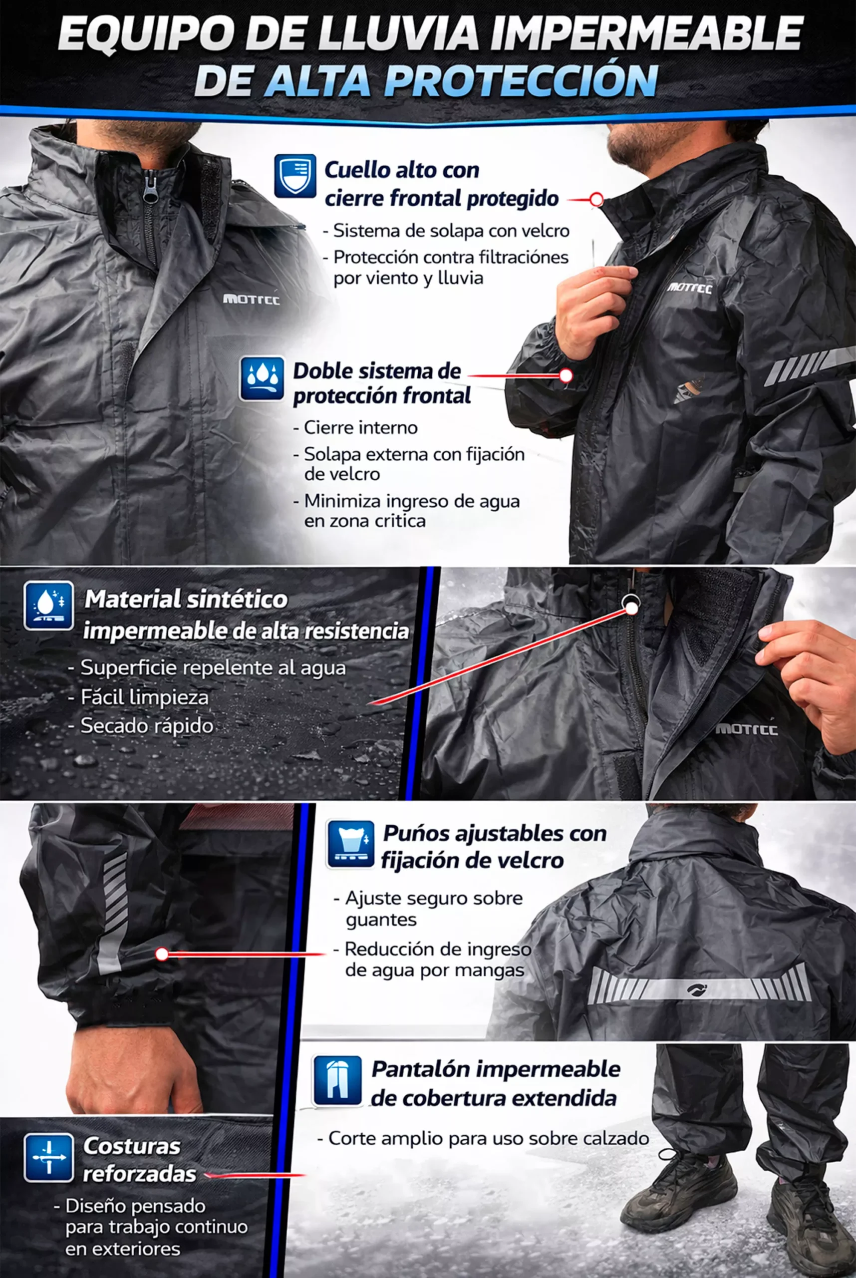 Traje de lluvia Motoboy - Negro - Imagen 2