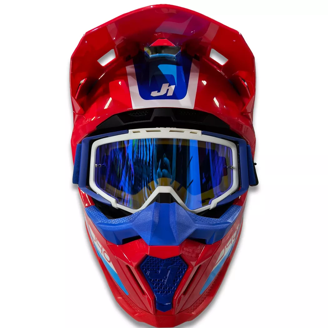 Casco Just1 Flash J40 + Antiparra - Azul/Blanco/Rojo - Imagen 2